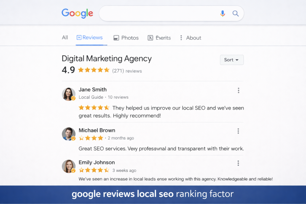 google reviews local seo ranking factor generate a image based on this content