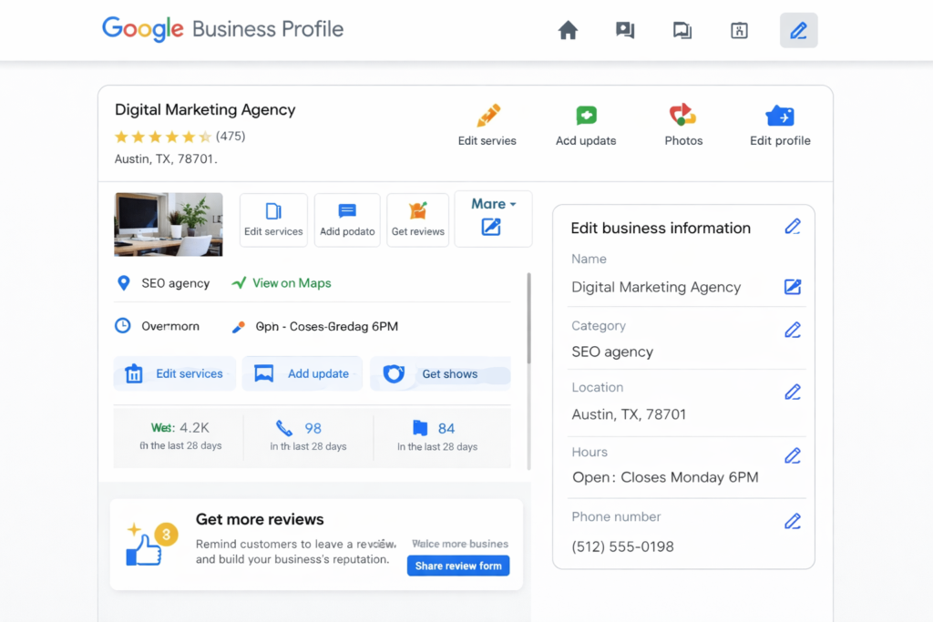 google business profile optimization example generate image for this content