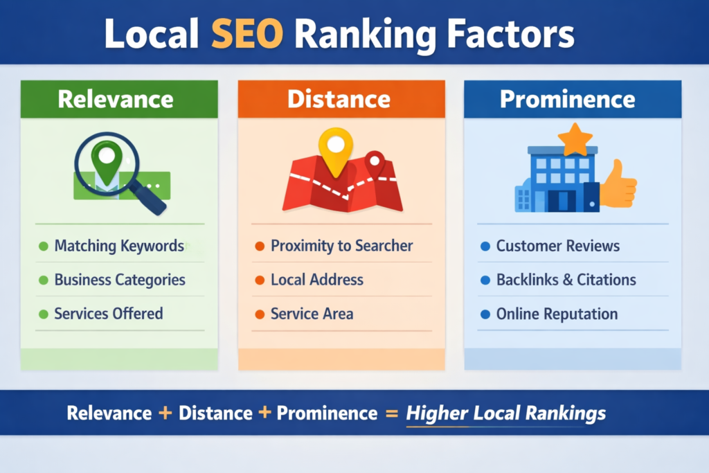 local seo ranking factors relevance distance prominence 
